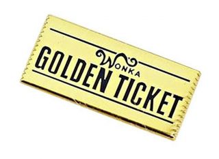 Willy Wonka & The Chocolate Factory Golden Ticket Enamel Metal Pin