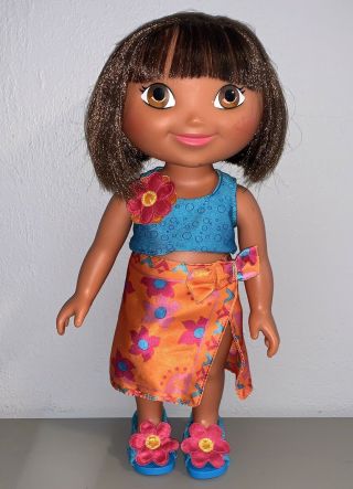 2003 Dora The Explorer 15” Dress Up Adventure Doll In Bathing Suit Outfit Mattel