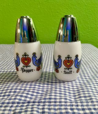 Gemco Pyrex Corelle Country Festival Friendship Bluebirds Salt & Pepper Shakers