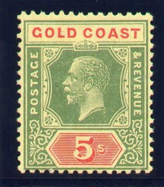 Gold Coast 1921 Kgv 5s Green & Red/pale Yellow (die Ii) Mlh.  Sg 82f.  Sc 78a.