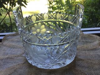 American Brilliant Cut Glass Ice Bucket - Harvard Pattern - Floral