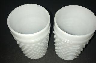 Vintage Set of 2 White Milk - Glass HOBNAIL Cups/Glasses (4.  5 
