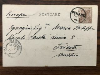 Straits Settlements Old Postcard Malaysia Penang To Austria 1901