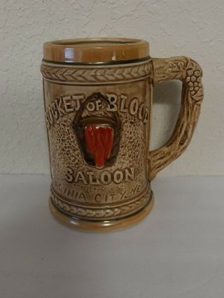 Virginia City,  Nevada - Bucket Of Blood Saloon Scenic Beer Mug Euc Rare