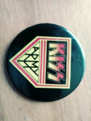 Kiss 1977 Army Button Aucoin Hotline Rare