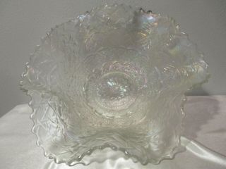 Vintage Large Iridescent Carnival Pressed Glass Candy Dish 11 1/4 " Wide
