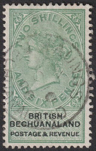 British Bechuanaland 1888 Qv 2sh6d Green And Black Sg17 Cat £80 Taungs Pmk