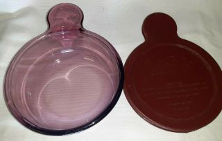 Vintage Corning Ware Cranberry Vision Grab - It Bowl With Plastic Lid