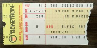 Authentic 1975 Elvis Presley Concert Ticket Stub And Certificate Discounted