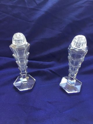 Rare Find Vintage Fostoria American Salt And Pepper Shakers With Glass Lids