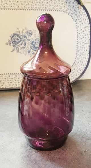 Vintage Purple Amethyst Italian Art Glass Bon Bon Apothecary Jar Empoli 1960’s