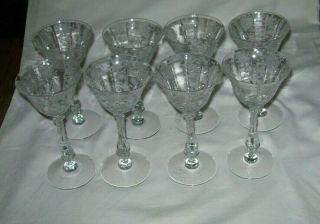 Elegant Cambridge Glass Set Of 8 Wildflower Liquor/cocktail Stems/ Goblets - Exc