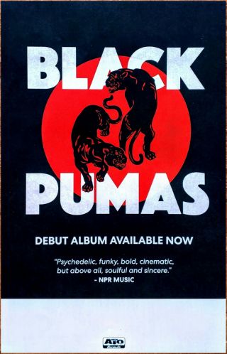 Black Pumas 2019 Ltd Ed Rare Tour Poster,  Rock Soul Psych Indie Poster