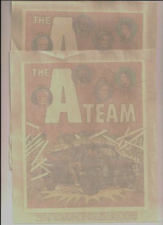Two (2) Vintage The A - Team Iron - On Transfers For T - Shirt Or Coat