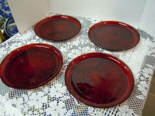 4 Vintage Anchor Hocking Ruby Red 9 " Dinner Plates