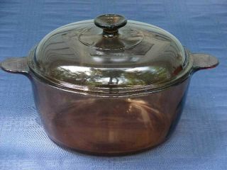 Corning Ware Visions Amber 4.  5 Liter Dutch Oven