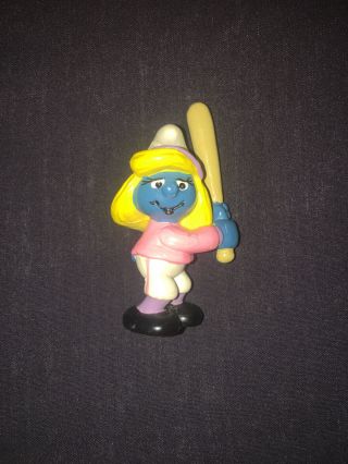 Smurfs Baseball Smurfette 20186 Smurf Rare Vintage Figure Pvc Schleich Figurine
