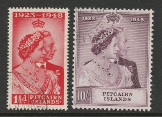 Pitcairn Islands 1948 Royal Silver Wedding Sg 11 - 12 Fine.