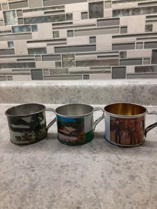 3 Vintage Ponderosa Ranch Tin Mug Cups