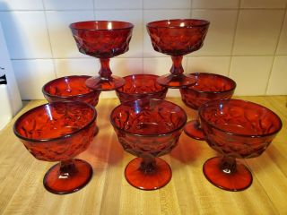 8 Noritake Crystal Perspective Ruby Red Champagne Sherbets