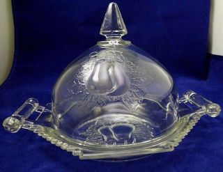 Vintage Crystal Glass Butter Dish Double Baltimore Pear Dome Covered Kitchen