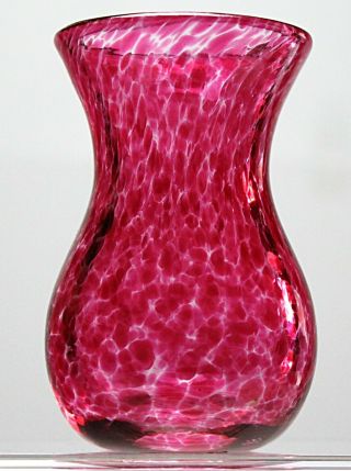 Vintage Hand Made Cranberry Glass Mottled Mini Vase 3 1/2 " /9 Cm Tall