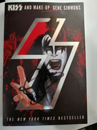 Signed By Gene Simmons " Kiss And Make - Up " Biography Paperback First Edtion
