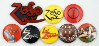 Led Zeppelin Badges 8 X Vintage Led Zeppelin Pin Badges