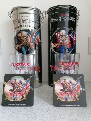 Iron Maiden Trooper Ale Collector Tins,  Glasses And Beer Mats (no Bottles)
