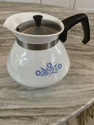 Corning Ware P - 104 Teapot Coffee Pot Cornflower Blue - 6 Cup Us