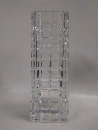 Mikasa Crystal Atrium Geometric Squares Slovenia Vase 9 " Tall X 3 " Wide