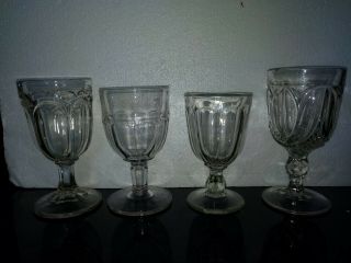 Eapg Early American Glass Goblets,  Loop Pattern And Tulip Pattern