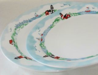 Euc Corelle Outer Banks Choose: Dinner Or Lunch Plate Lighthouse Nautical Sea