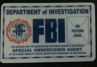 X - Files Fbi Special Undercover Agent Id Bureau Novelty Gag Drivers License