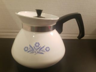 Vintage Corning Ware Coffee/tea Pot White With Blue Cornflowers 6 Cup
