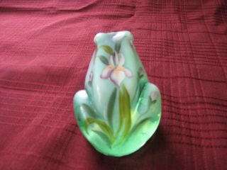 Fenton Hand - Painted Green Frog with Iris Signed by Artist 2