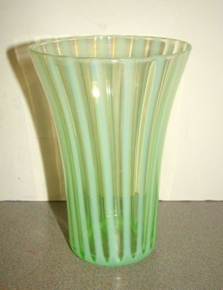 Vintage Fenton Rib Optic Green Opalescent Glass Tumbler
