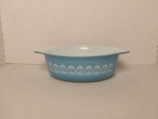 Vintage Pyrex Blue Tulip 043 Oval Casserole Dish 1 - ½ Qt No Lid.  Look