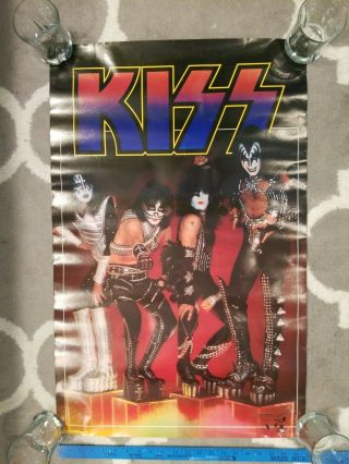 Vintage 1977 Kiss On Cubes Poster Aucoin Mgmt Inc Kiss - Litho 32 1/2 " X 21 "