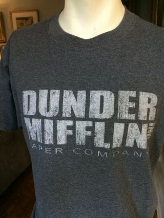 The Office Dunder Mifflin Paper Company T - Shirt Gray Gently Worn Men 