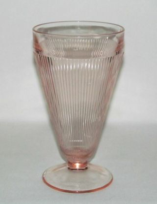 Jeannette Glass Homespun Pink Tall Footed Iced Tea Tumbler