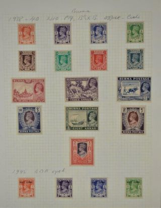 BURMA STAMPS SELECTION ON 3 ALBUM PAGES (P36) 2