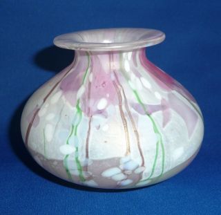 Isle Of Wight Studio/art Glass Squat Vase " Flower Garden Series "