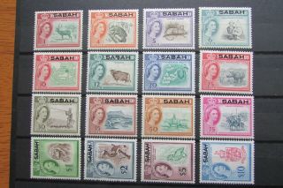 Xl5191: North Borneo – Sabah Complete Qeii Stamp Set To $10 (1964)