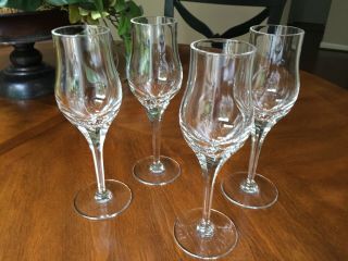 Four (4) Vintage Cut Crystal Wine Glasses Tulip Shape 7 3/4 "