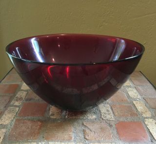 Vintage Large Orrefors Fuga Ruby Red Swedish Art Glass Bowl 1960’s