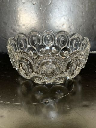 Vintage Le Smith Clear Glass Moon And Stars Bowl 8”