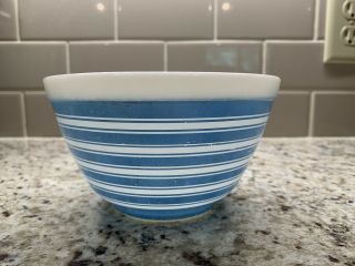 Vintage Pyrex Blue Striped Mixing Nesting Bowl 401 1 1/2 Pint