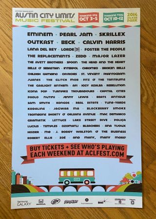 Austin City Limits 2014 Music Festival Framed Poster Eminem Pearl Jam Outkast