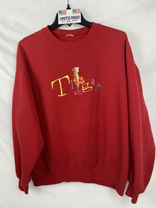 Vintage Disney Tigger Tiger Red Vtg Rare Winnie Pooh Sweatshirt Measurements In